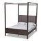 Baxton Studio Natasha Grey Upholstered and Oak Wood Queen Size Platform Canopy Bed 167-10720 - alternate 1
